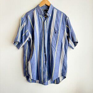 Vintage Polo Ralph Lauren Color block Striped Short Sleeve Casual Shirt L